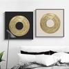 Nordic Luxury Golden Circle Painting Black and White Modern Abstract Canvas Painting Poster Wall Art for Living Room Home Decor