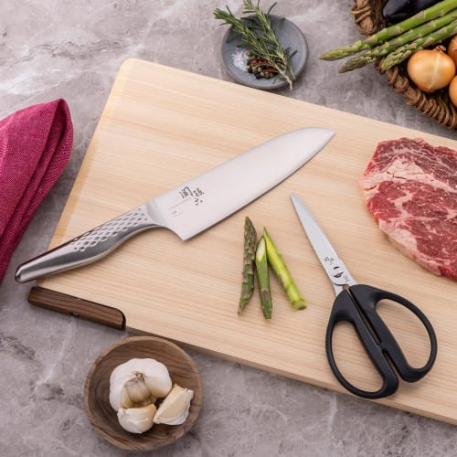 Kai Seki Magoroku Takumisou Santoku Knife 165mm & Kitchen Scissors Set, Kitchen Tool, Knife Set, Kitchen Scissors, Suitable for Single Living, RC5077