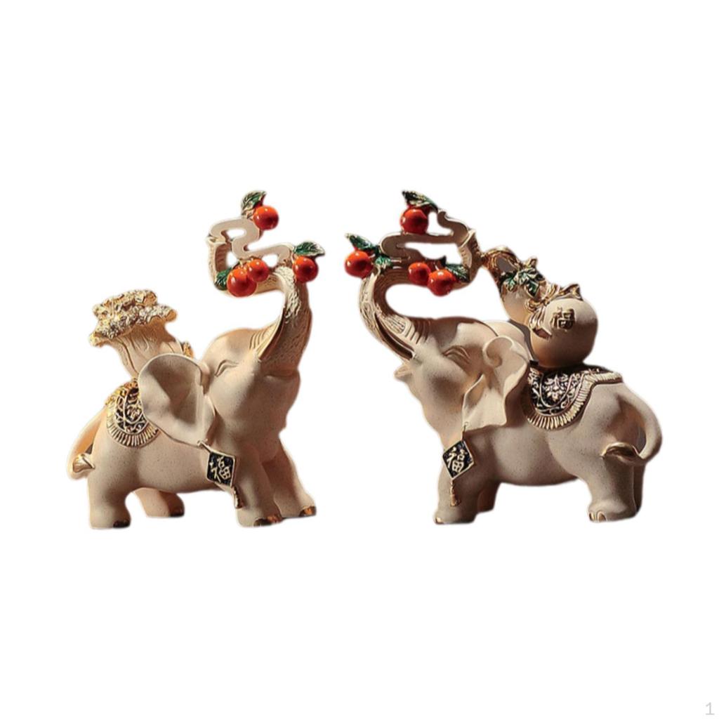 2 Elephant Figures for Feng Shui, Table Decoration, Gift Item