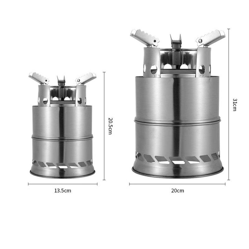 Outdoor Portable Round Wood Stove Charcoal Stove Solid Alcohol Stove Thickened Stainless Steel Cookware Size Optional