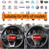 Fit for 38cm 14 DIY Sewing Breathable and Anti Slip Black Grey Beige Universal Leather Car Steering Wheel Stitch on Wrap Cover