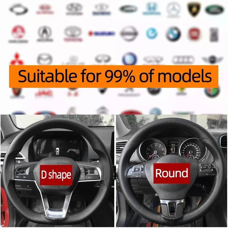 Fit for 38cm 14 DIY Sewing Breathable and Anti Slip Black Grey Beige Universal Leather Car Steering Wheel Stitch on Wrap Cover