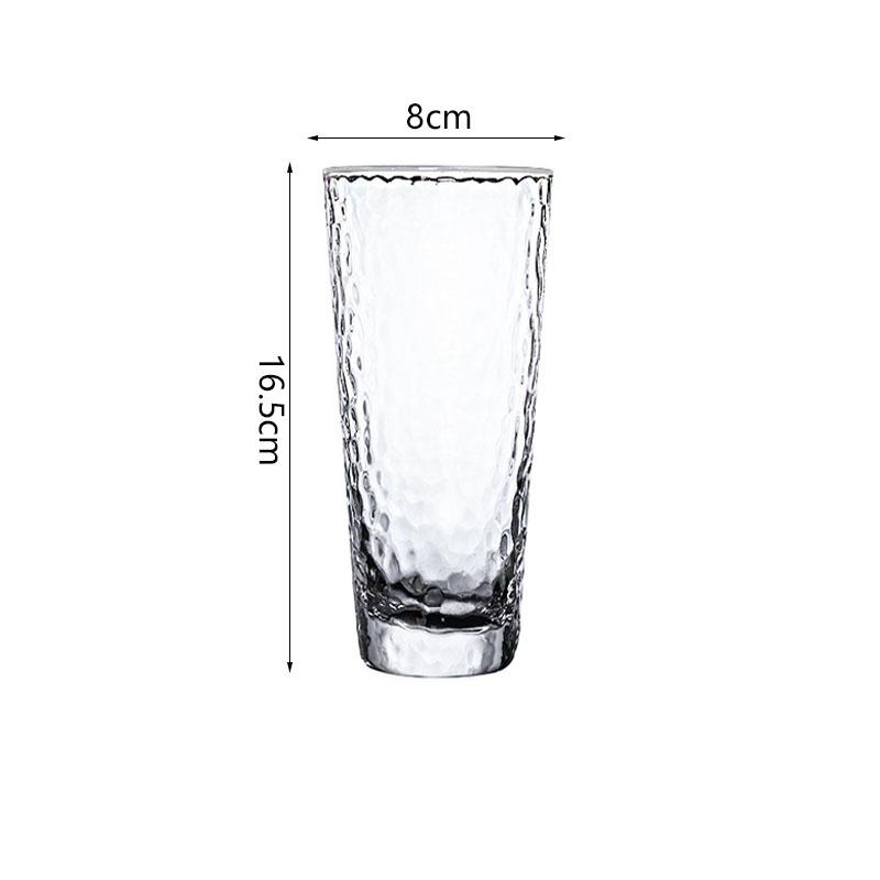 

14.5oz 420ml Large Capacity Glass Cups Lemon Tea Water Mug Transparent Heat-resistant Hammer Patterned Wine Cup Cocktail Glass 1pcs