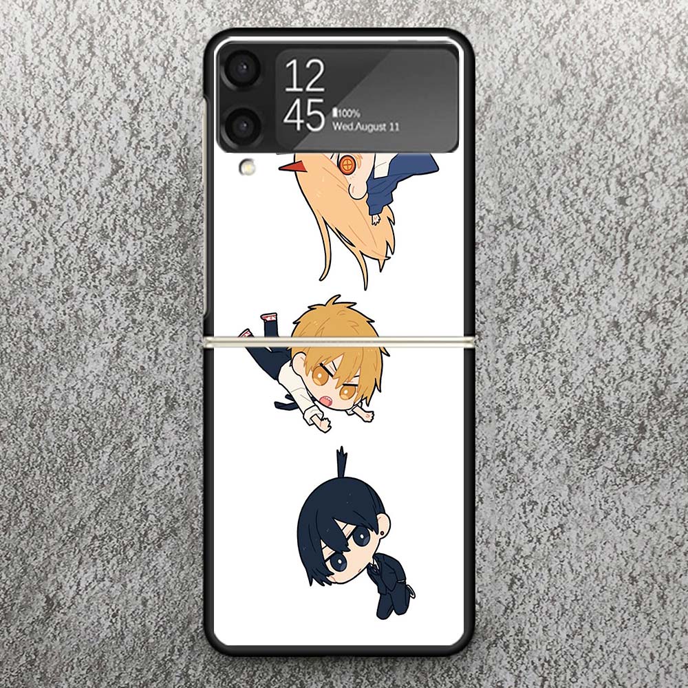 C-Chainsaw Mans Cute Print Case For Samsung Galaxy Z Flip 3 4 5 6 7 5G Phone Shell Flip7 Flip6 Flip5 Flip4 Flip3 Pattern Cover F