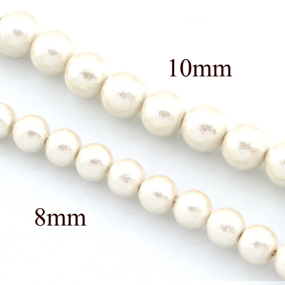 Colar de pérolas de algodão Kiska longo fecho magnético simples metal dourado hipoalergênico algodão 3 mag 10 mm x 80 cm [miwaki] feminino