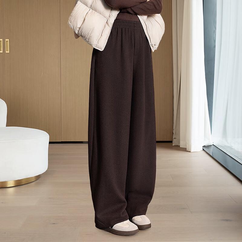 Sibaisha Women's Draped Wide Leg High Waist Casual Trousers
