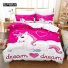 Duvet Cover Cartoon Unicorn Floral Bedding Set Microfiber Flying Horse Comforter Cover Full Queen Children Girls Bedroom Decor