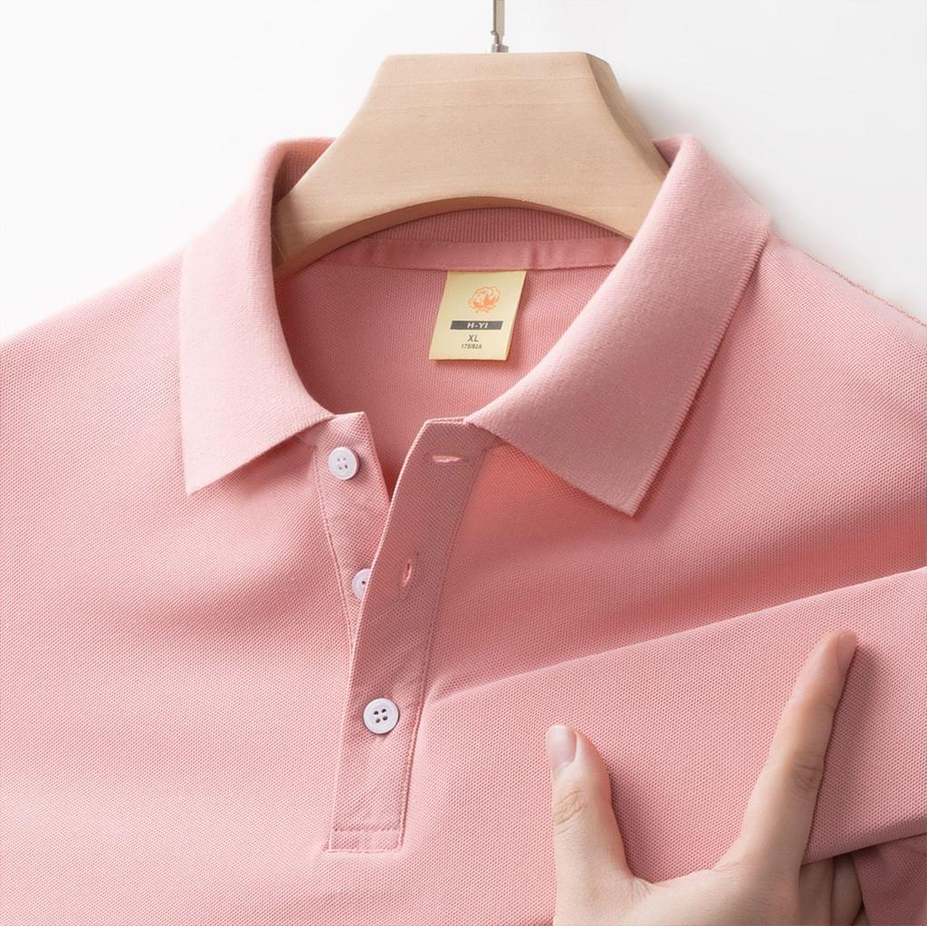 Men's 2024 Ice Silk Cool Short Sleeve Polo Shirt, Solid Color Lapel, Casual Summer Style
