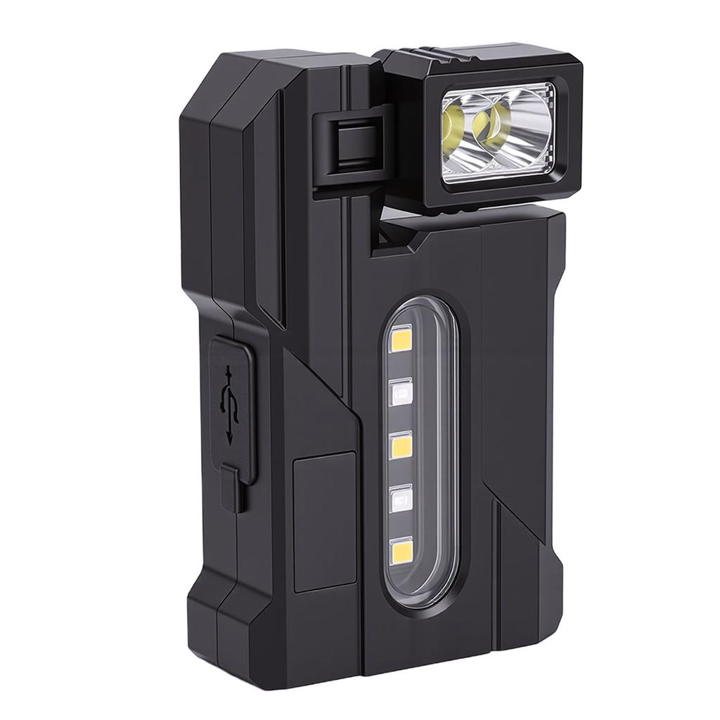 Pocket Flashlight 180 Deg Rotating Head Magnetic Rechargeable Mini Flashlight Work Light with Digital Display for