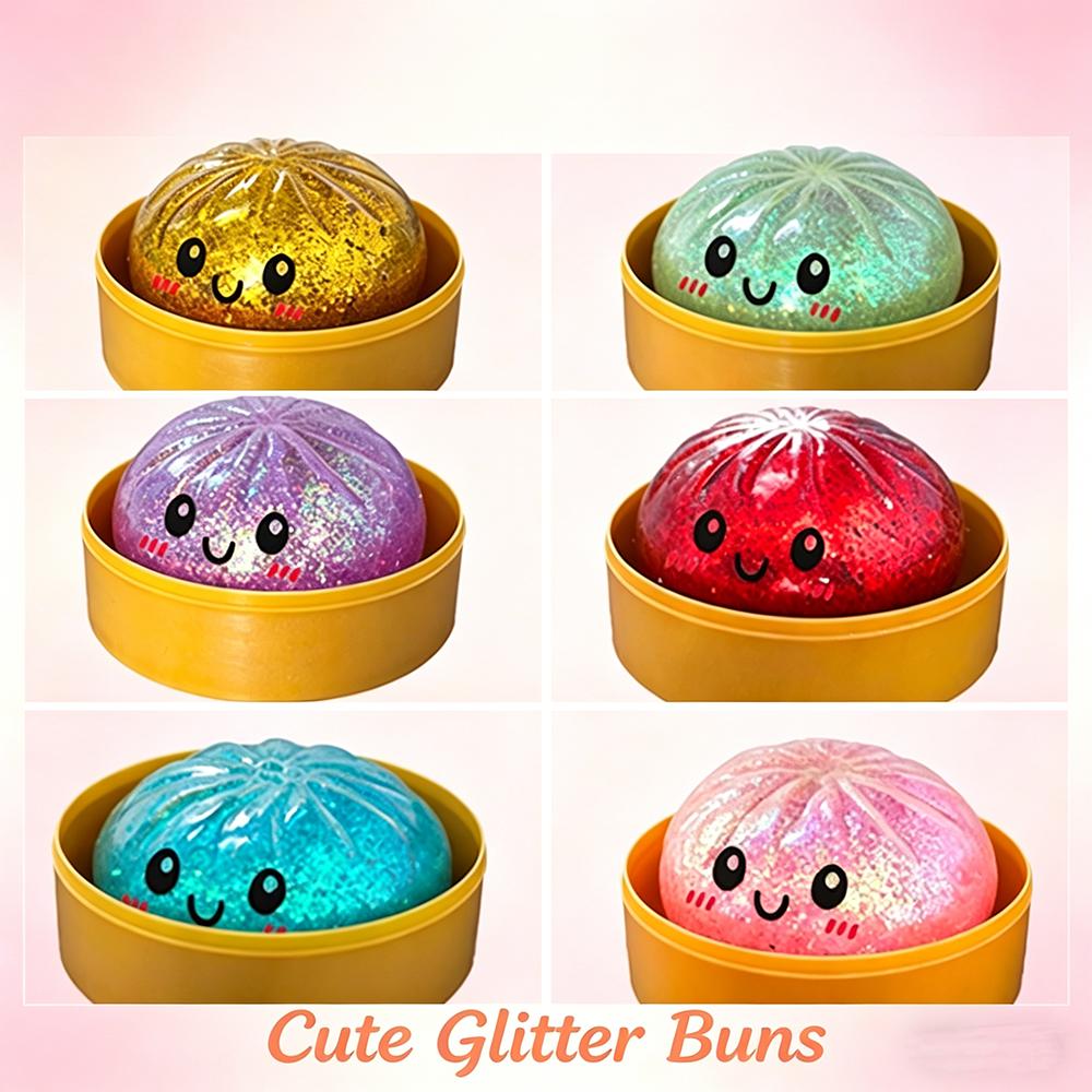 Simulation Dumpling Squeezable Toys Squishy Colorful Glitter Anti Stress Stress-relieving Toy