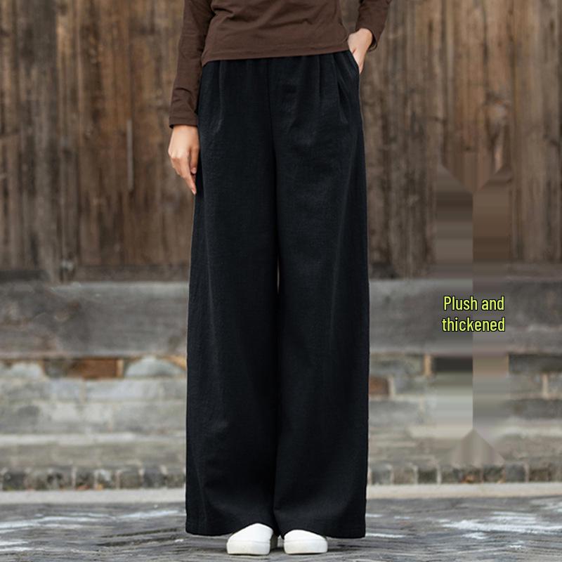 Damen Weite Baumwoll-Leinenhose Herbst 2025: Künstlerisch, Lässig, Vielseitig