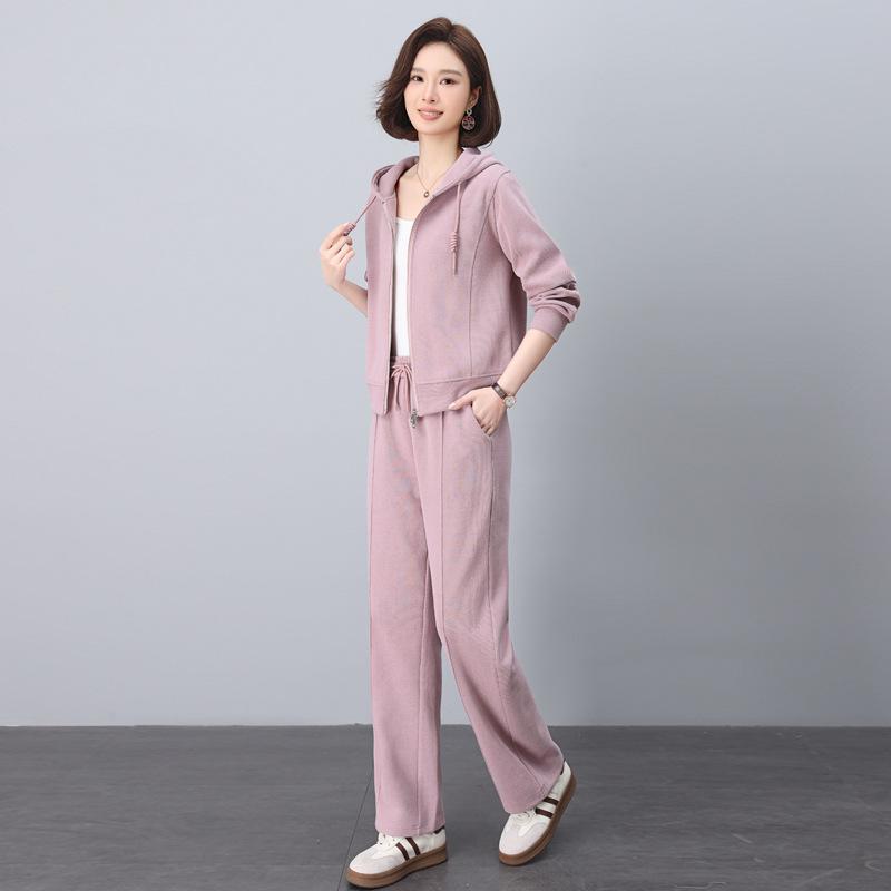 Women's Casual Two-Piece Suit: Autumn/Spring Slimming Sweatshirt Set - Young Mom Fashion 2025