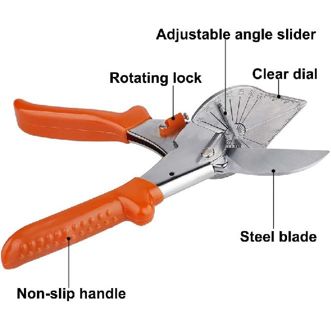TRRAPLE Angle Miter Shear Cutter, Soft Wood Cutter 45 to 135 Degree Multi Angle Trim Cutter Gasket Shear for Cutting Soft Wood Plastic PVC