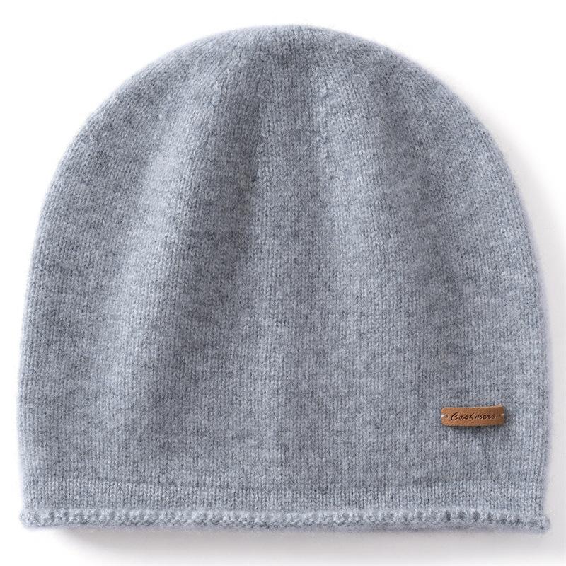 % Cashmere hats for men and women to keep warm in autumn and winter, stacked cold hats, medium and thick fashion ear protectors, knitted bilateral ha