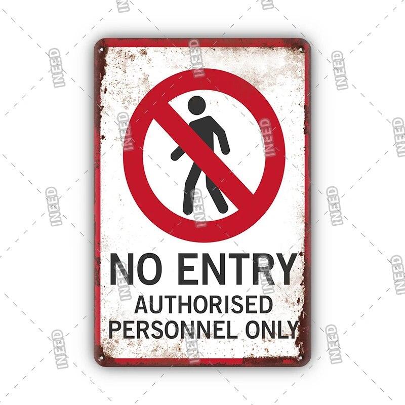 Warning Tin Sign Caution Decoraitve Plaque No Trespassing Retro Metal Vintage Plate Garden Man Cave Club Home Shop Wall Decor