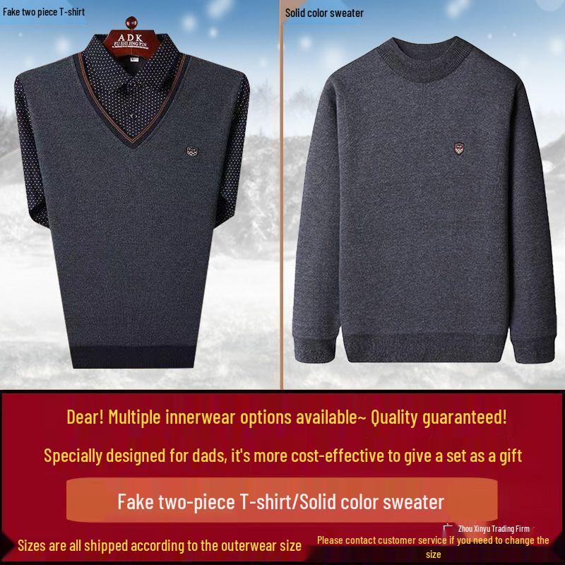 Dad's Autumn/Winter Cotton Jacket for Elderly Men (50-70) with Velvet Lining