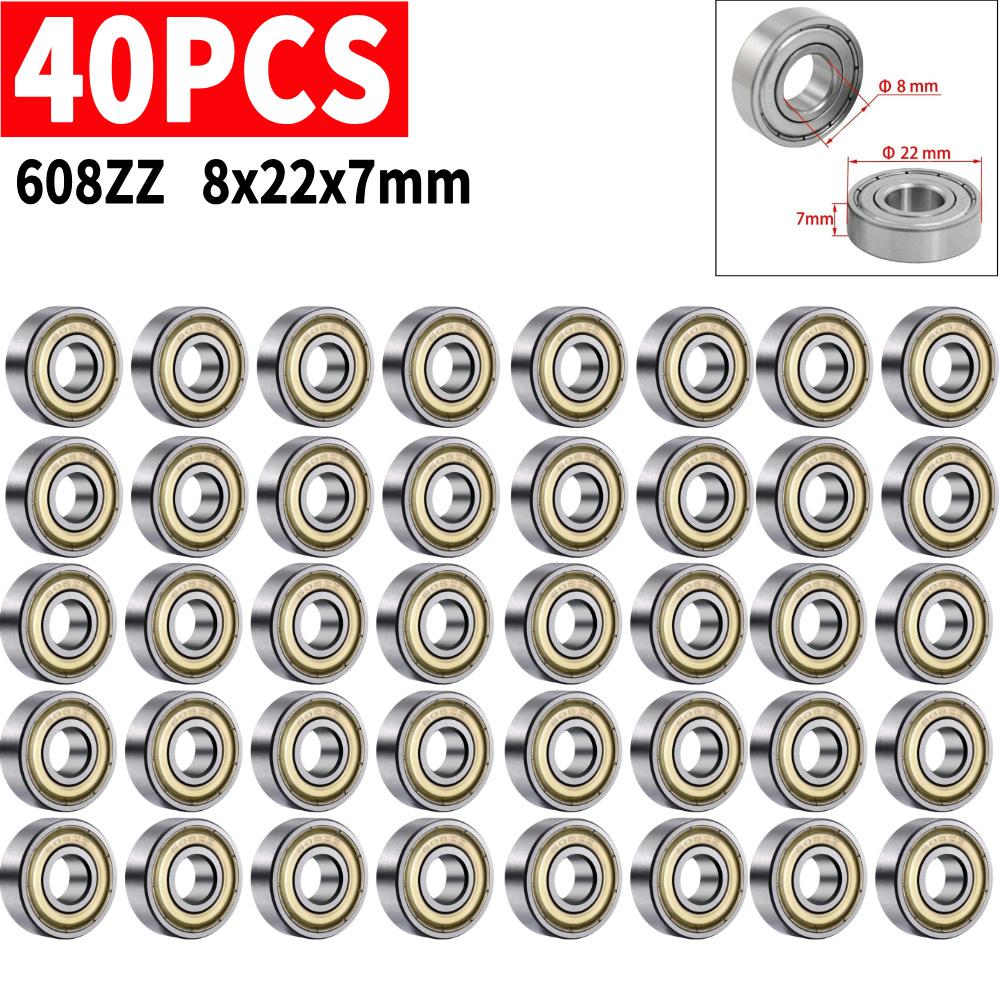 10 Adet 608ZZ Derin Oluklu Bilyalı Rulman Çift Korumalı Kaykay Bilyaları 8x22x7mm Kaykaylar Patenler Scooterlar için