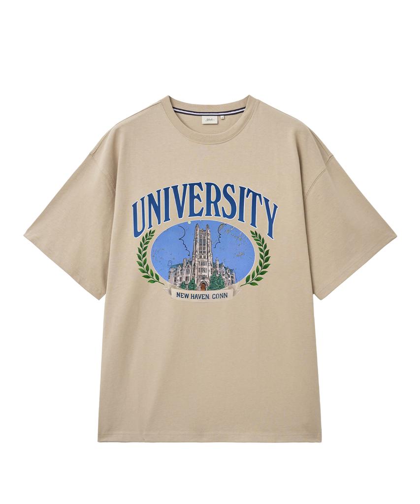 YALE Harkness Tower Graphic T-Shirt_Beige
