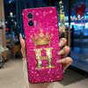 Phone Case For Motorola Edge 30 Lite/Motorola Edge 30 Neo 5G Black Case Shockproof Soft Fashion Letter Crown Cover