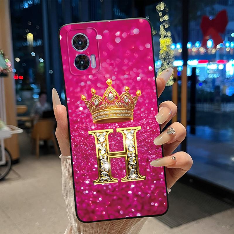 Phone Case For Motorola Edge 30 Lite/Motorola Edge 30 Neo 5G Black Case Shockproof Soft Fashion Letter Crown Cover