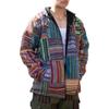 Wiosenna bluza z kapturem na zamek błyskawiczny, z nadrukiem i stójką, długim rękawem, w stylu casual, kontrastujący pasek, kardigan, kurtka, odzież męska