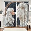 Set Of 2 White Haired Girl Lion Curtains Bedroom Living Room Office Curtain Sheer With Rod Pocket Polyester Ideal For Sitting