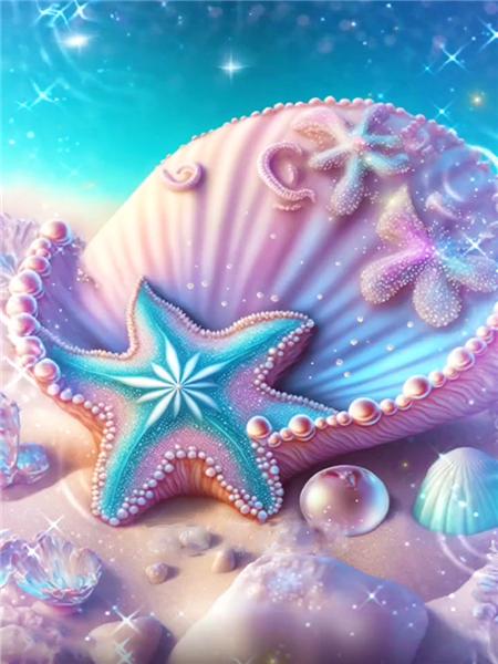 5D Diamond Embroidery Fantasy Shell Picture Rhinestones Painting Starfish Cross Stitch Mosaic Landscape Kit Child Gift
