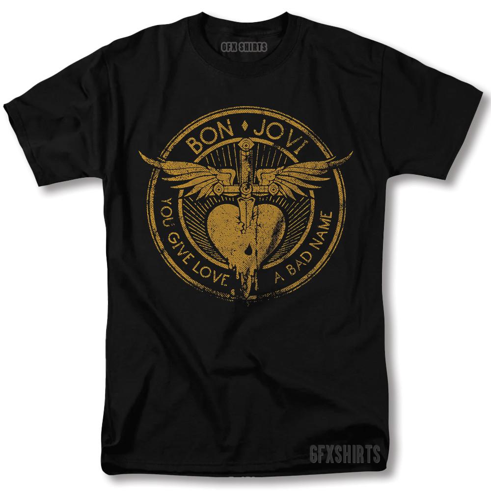 

Bonjovi Shirt You Give Love a Bad Name Rock Concert Tour Vntg Design T-Shirt Unisex T-Shirt L