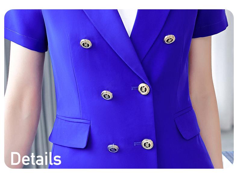 Women's Short-Sleeved Uniform Set for Summer: Ideal for Front Desk, Jewelry Store, Beautician, and Catering Services.