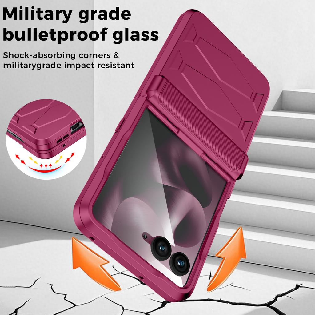 For Motorola Razr Ultra 2025 / Razr Ultra 2026 Case with Hinge Protection, Built-in Screen Protector Shockproof All-Inclusive Phone Cover-Rose Red