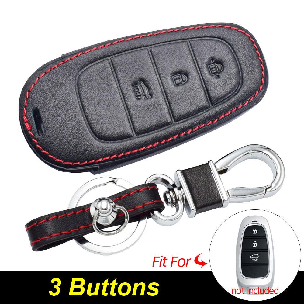 Atobabi Leather Car Key Case Keychain For Hyundai Tucson Nexo Santa Fe Azera Sonata   Smart Remote Control Protect Cover