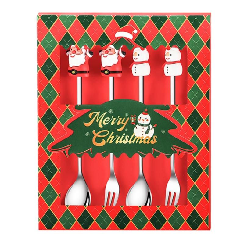 

Elegant 4Pieces Christmas Tableware Set Stainless Steel Texture with Seasonal Decors Suitable for Parties and Present