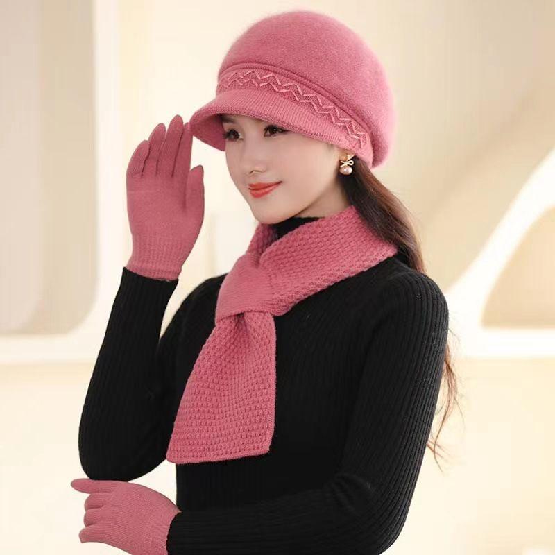 

Middle-aged and Elderly Hats for Women s Autumn and Winter New Velvet Warm Windproof Ear Protectors Knitted Wool Hats only hat