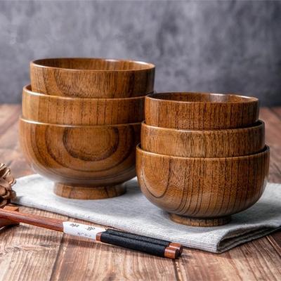 Jujube Wood Round Bowl for Eating and Soup