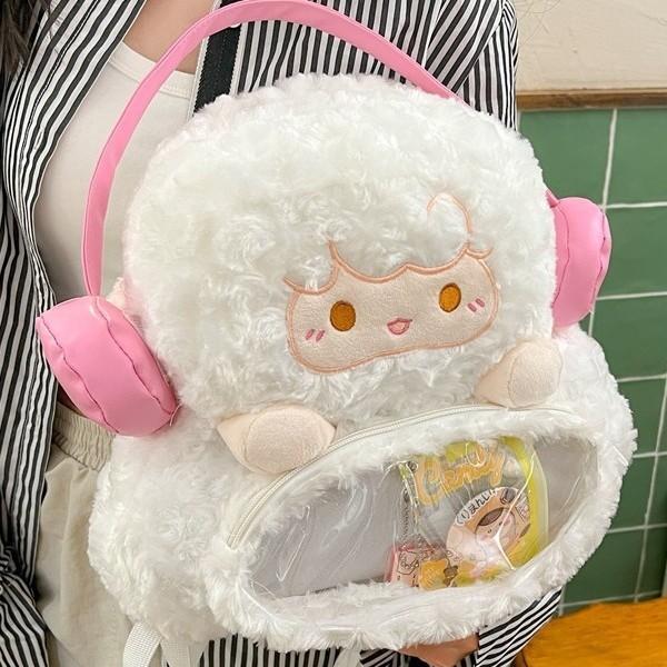 Penguin Cartoon Theme Plush Backpack Outdoor Large Capacity Itabag Transparent