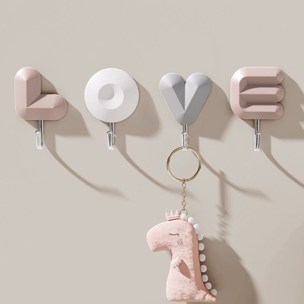 

Creative Wall Sticky Hook LOVE Punch Free Hooks New Letter Hook сірий