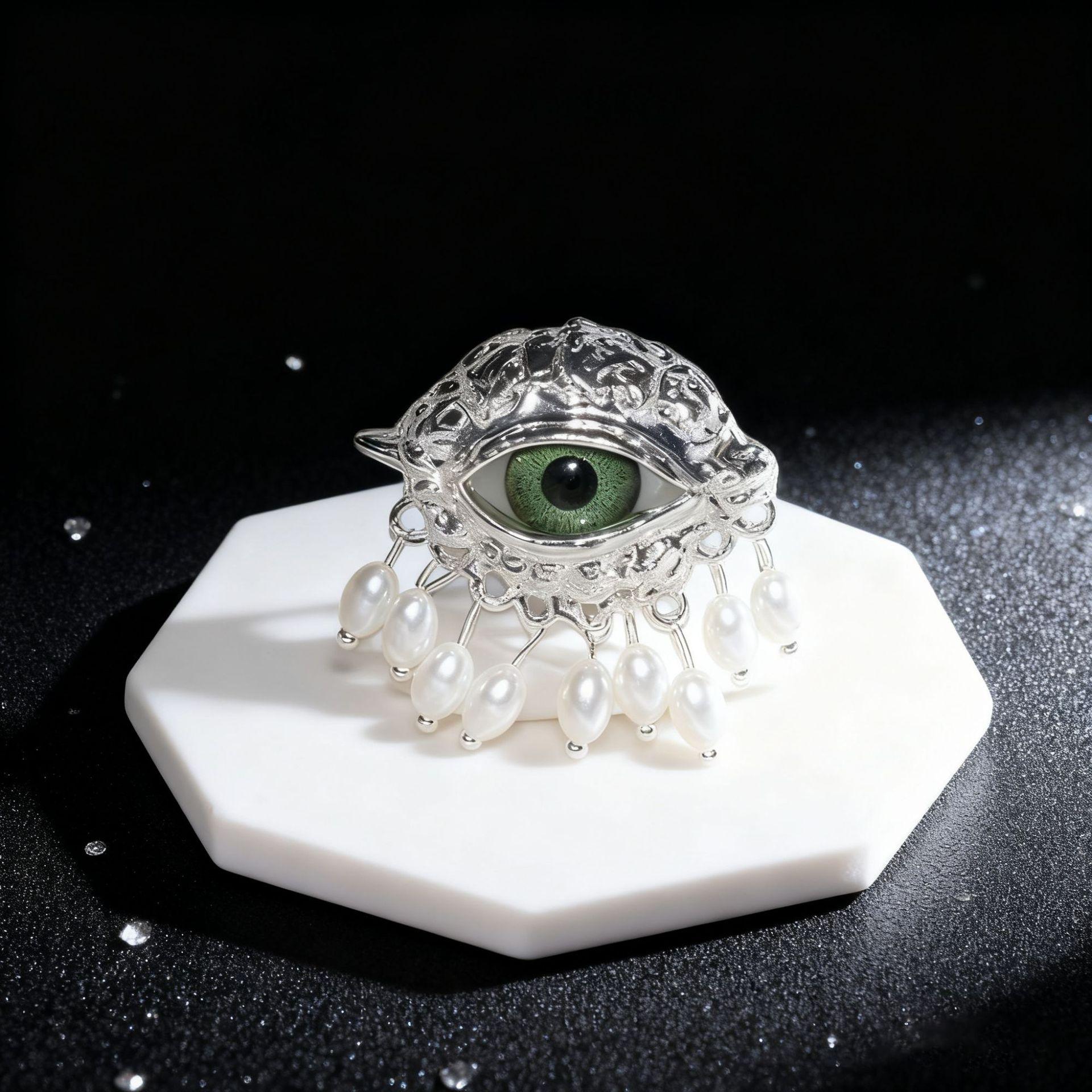 

Eye shaped tassel ring for women, with a light luxury and high-end feel. Open loop jewelry gift
