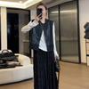 2025 Spring/Summer PU Leather Vest with Lace Hem - Sleeveless Design
