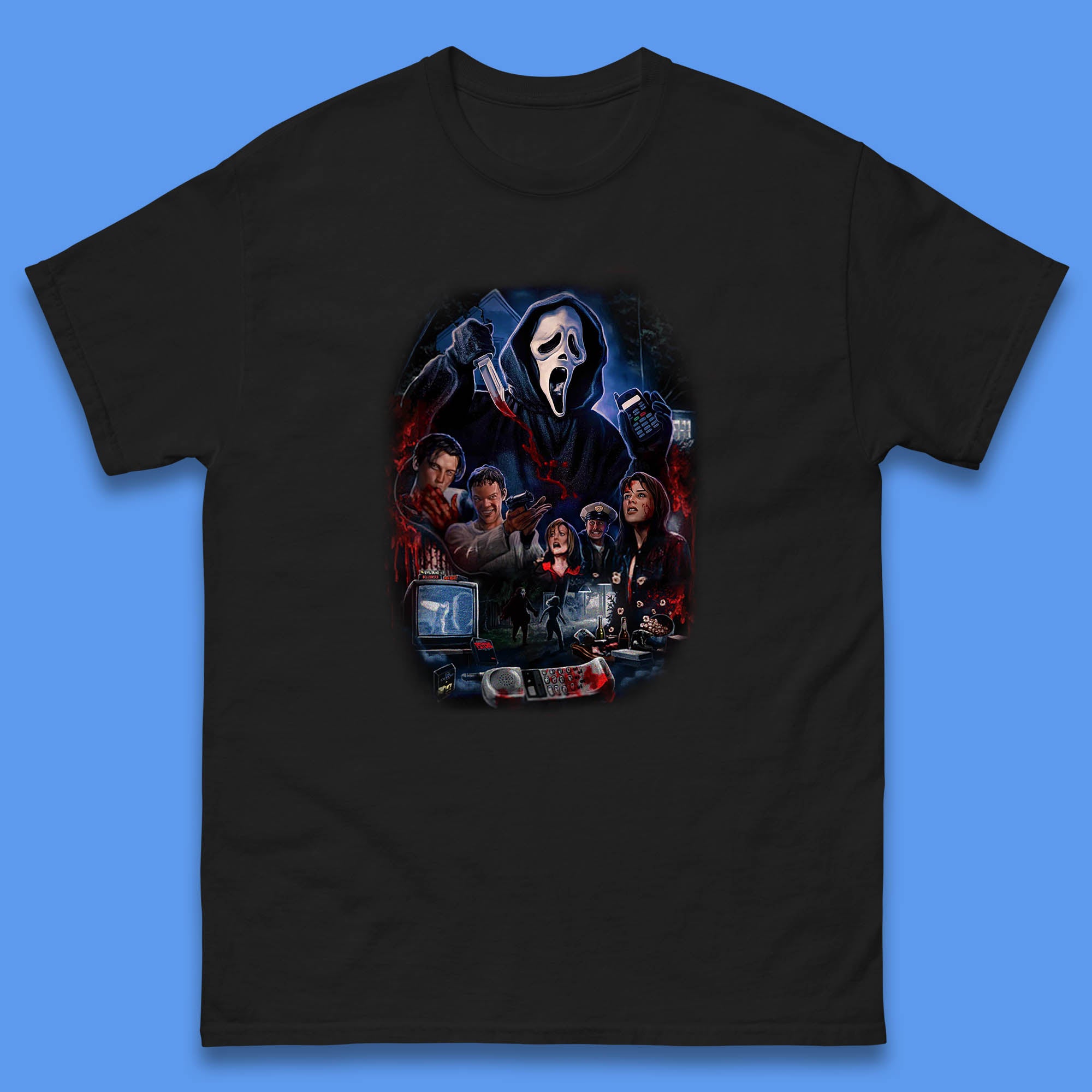 The Scream Movie Poster Ghostface Halloween Ghost Face Scream Horror Movie Character Mens Tee Top 4XL