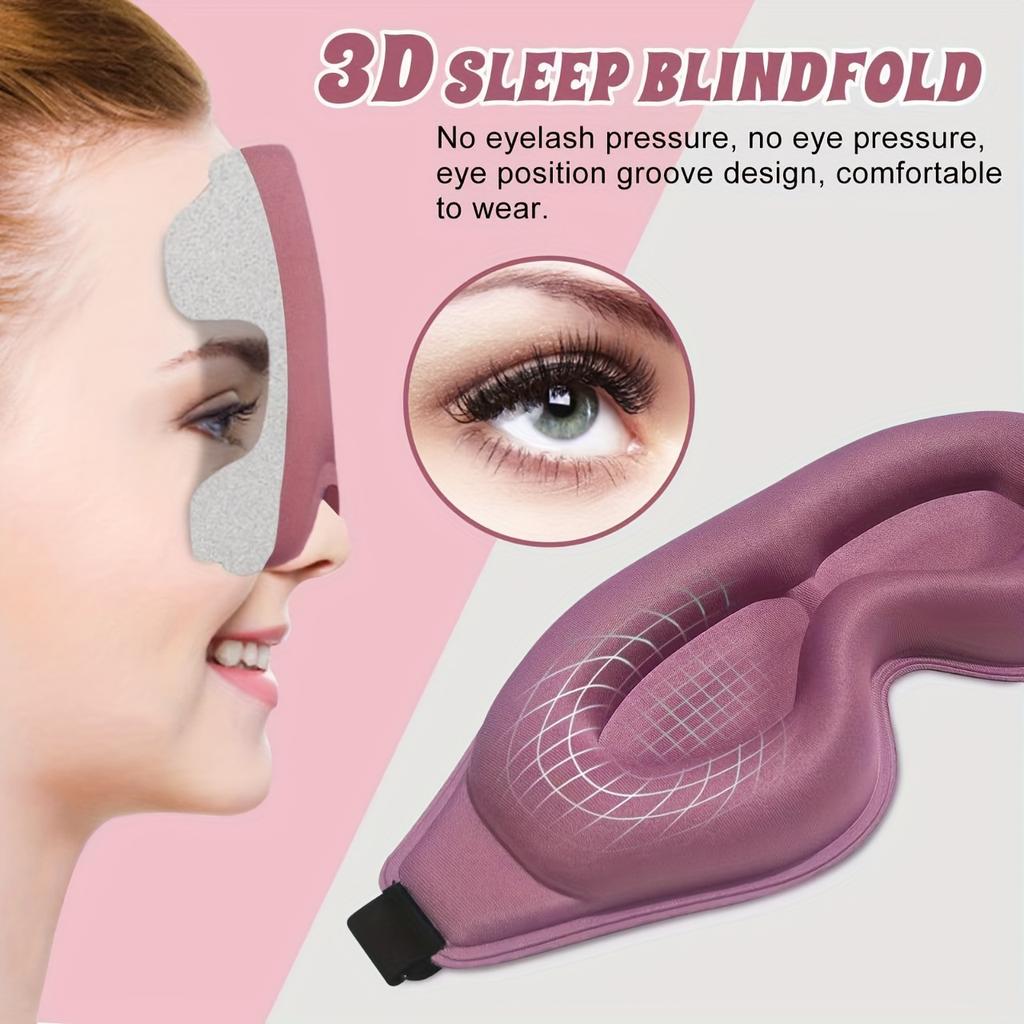 1PC 3D Stereoscopic Sleep Eye Mask - 100% Light-blocking and Noise-reducing, Adjustable Strap, Soft and Comfortable