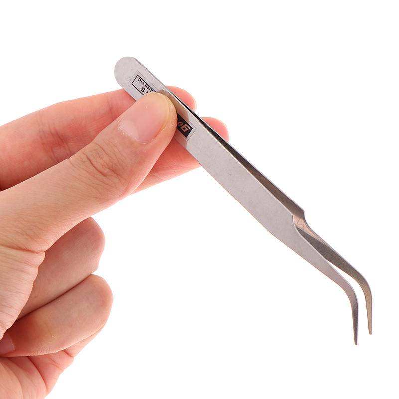 6Pcs Diy Accessories Stainless Steel Tweezers Repair Tool Industrial Precision Bent Straight Tweezers Repair Props