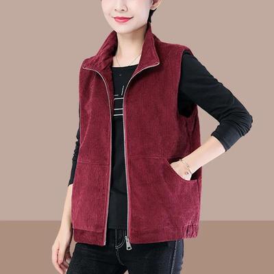 Women's Autumn Winter Sleeveless Vest Jacket Casual Loose Plus-size Corduroy Vest