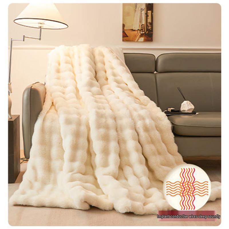 Winter Plush Rabbit Fleece Throw Blanket
