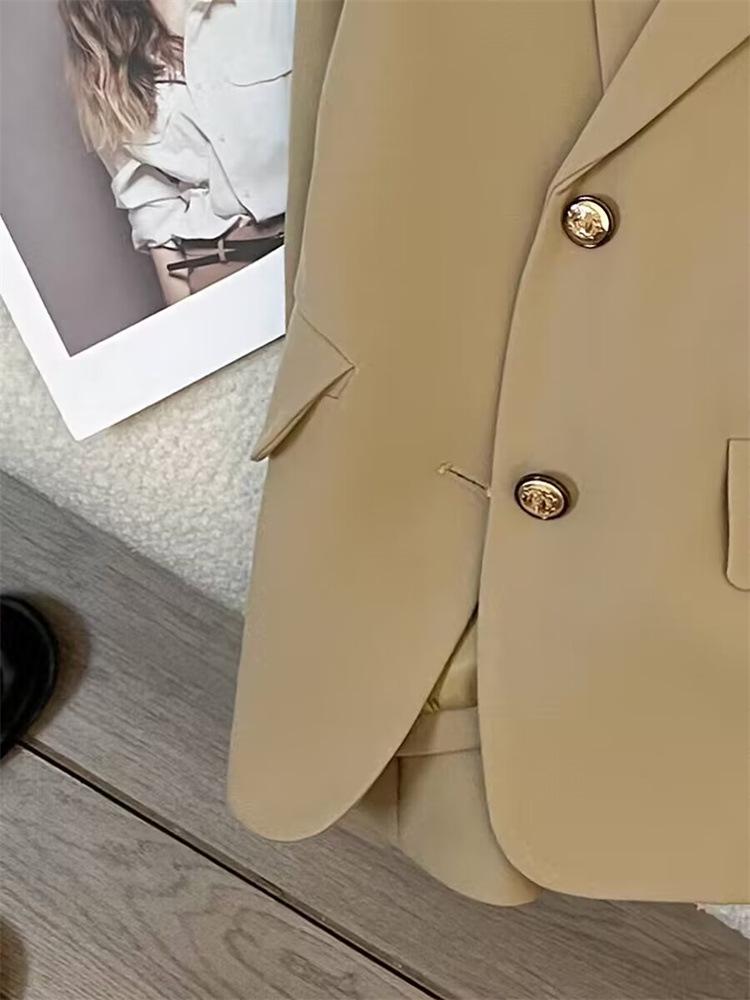 Women's Black Short Suit Jacket - Petite 2025 College Style Casual Streetwear for Spring and Autumn