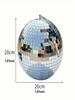 Sparkling Large Silver Mirror Disco Ball | Glass Material with Hook, No Power Needed - Hanging Party Decoration for Weddings, Ch