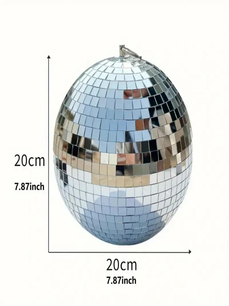 Sparkling Large Silver Mirror Disco Ball | Glass Material with Hook, No Power Needed - Hanging Party Decoration for Weddings, Ch