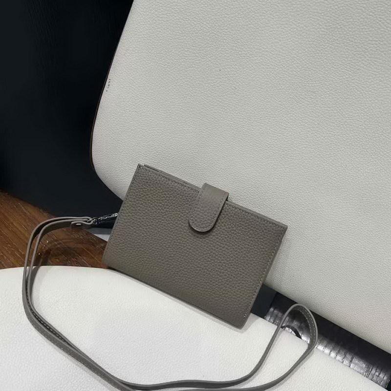 2025 New Genuine Leather Wallet Head Layer Leather Double Fold Vertical Passport Bag Multi Card Anti Theft Hanging Neck Wallet Cross Border