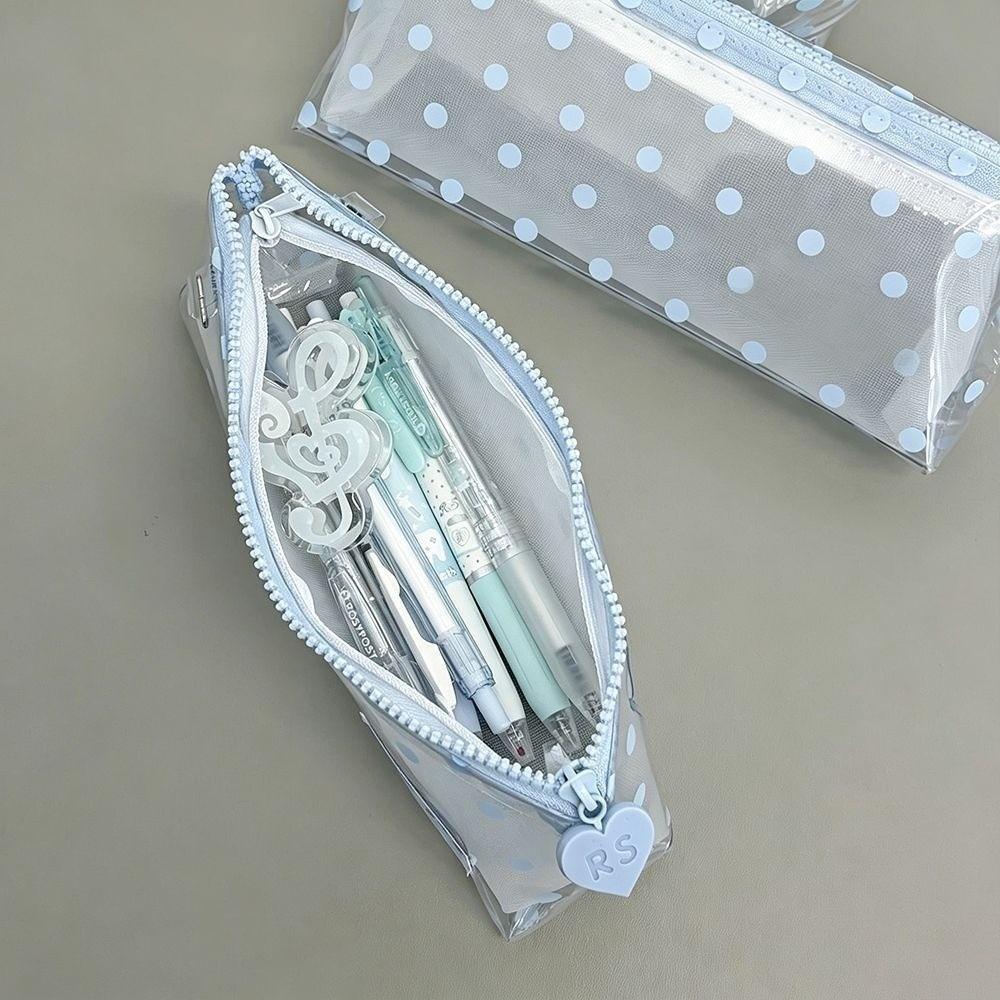 Polka Dot Print Pencil Case Detachable Pencil Pouch Portable Stationery Bag Students