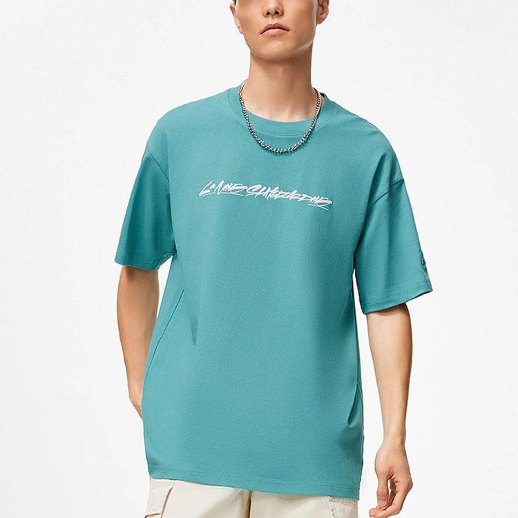 Li-Ning X OG_Slick Co-Branded Skateboard Series Alphabet Print Sweat-Absorbent Loose Short Sleeve T-Shirt Unisex Tops Emerald-Green AHST475-5