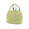 Strawberry Corduroy Large Capacity Insulated Lunch Bag for Travel & Picnic